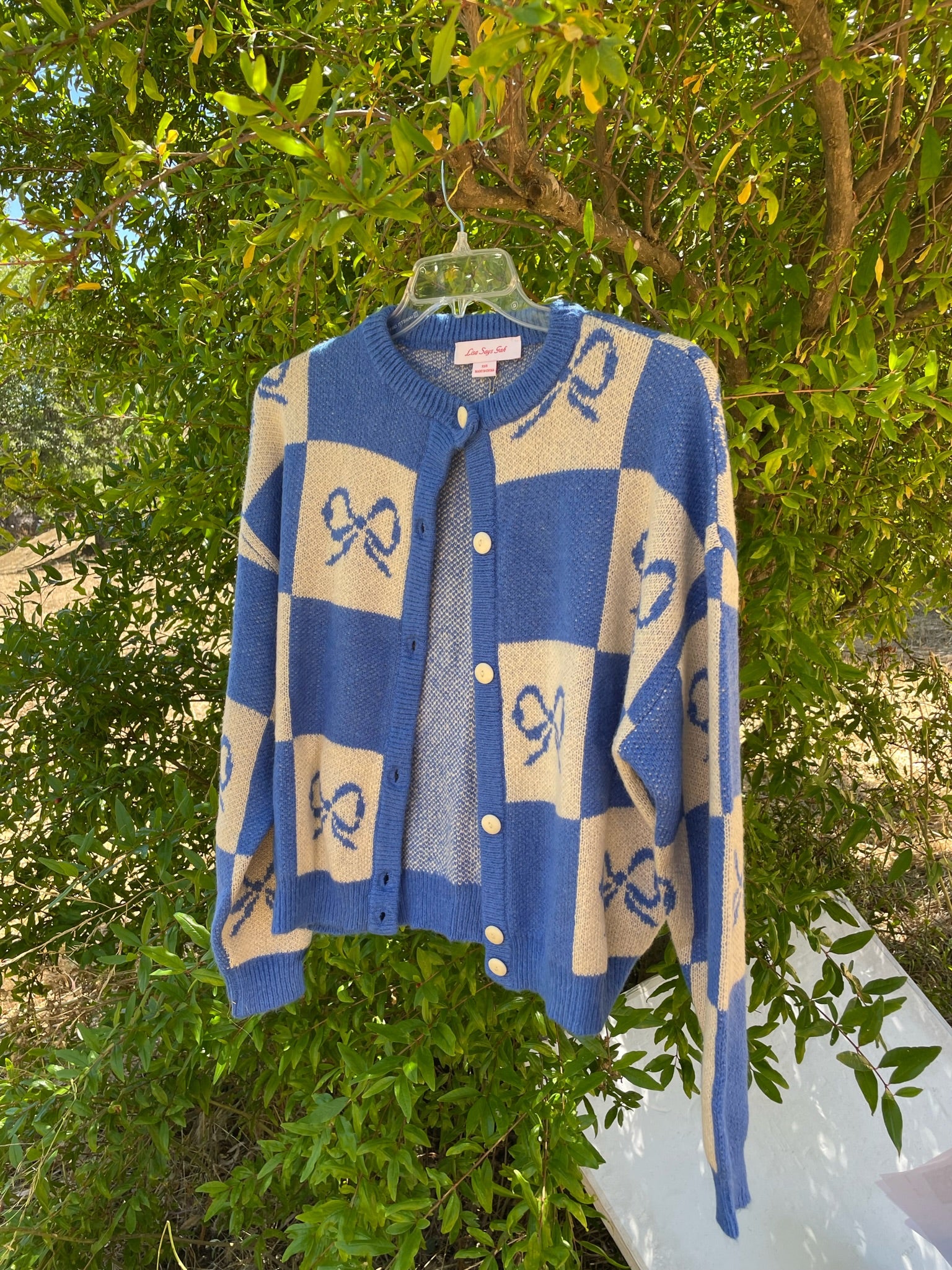 Lauda Cardi - Navy Bow Check – Lisa Says Gah