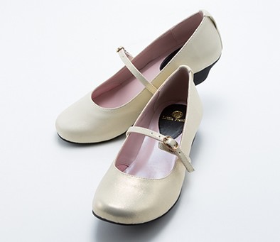 本番用ピアノシューズ ローヒール ヒール高2cm（シャンパン・スムース