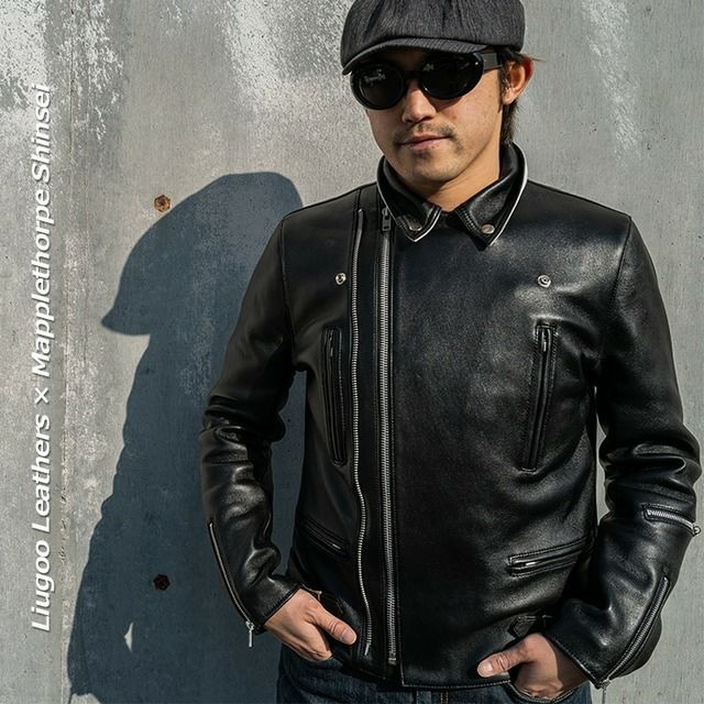 LIUGOO PLUS 本革 UKダブルライダースジャケット メンズ リューグー