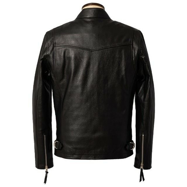 Liugoo Leathers 本革 立襟シングルライダースジャケット メンズ