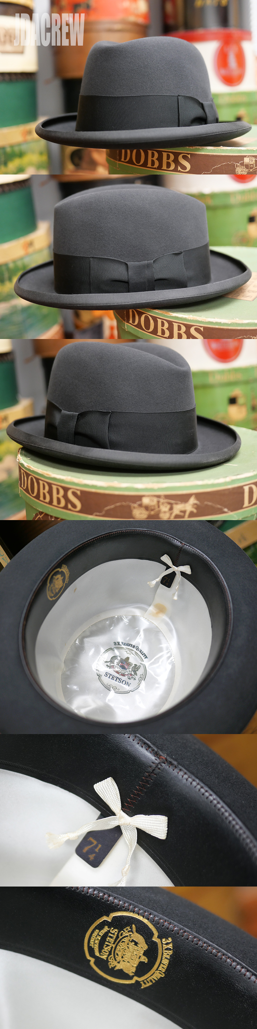 1960s STETSON 3X ホンブルグ グレー USA製 ヴィンテージハット 7 1/4