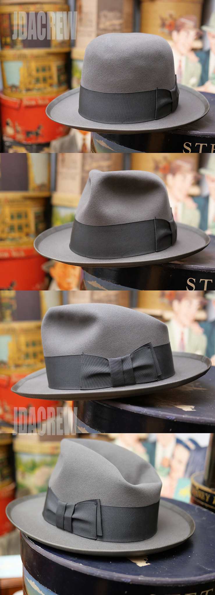 DOBBS】1960s ドブス・グレー (57.5cm) ヴィンテージフェドラハット