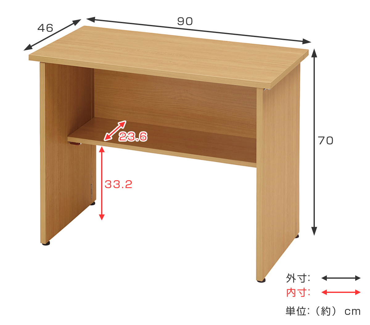 折りたたみデスク 幅90cm 工具不要 木目調 （ ワンタッチ 組立 デスク