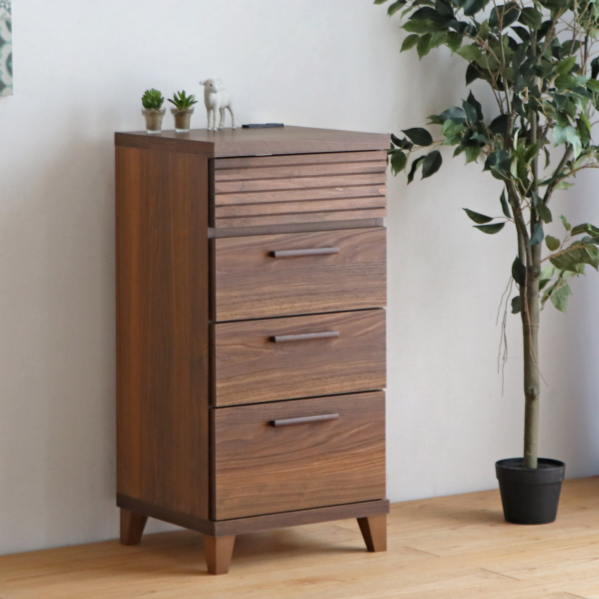 チェスト 4段 コンセント付 テクター 幅44cm （ 収納棚 棚 リビング