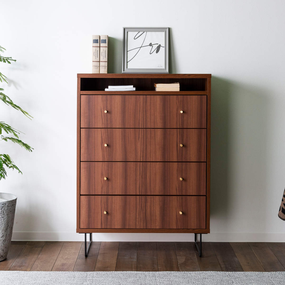 ハイチェスト 幅80cm 4段 ナチュラルモダン 日本製 （ チェスト 引出し