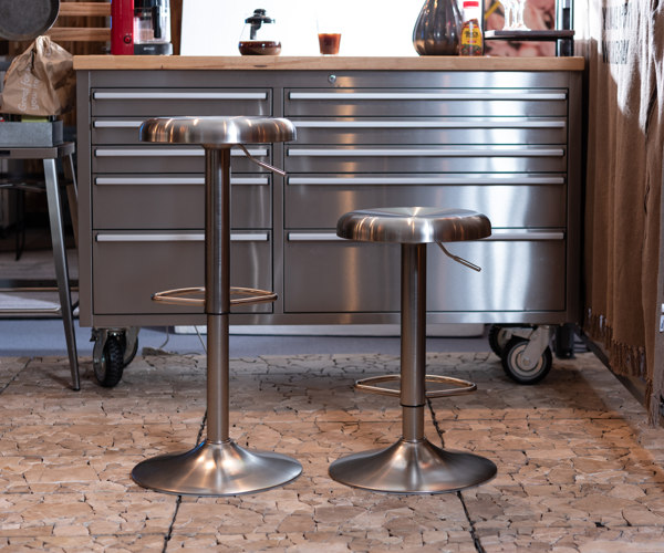 ハイスツール 座面高61～82cm スツール 高さ調節 昇降式 ステンレス