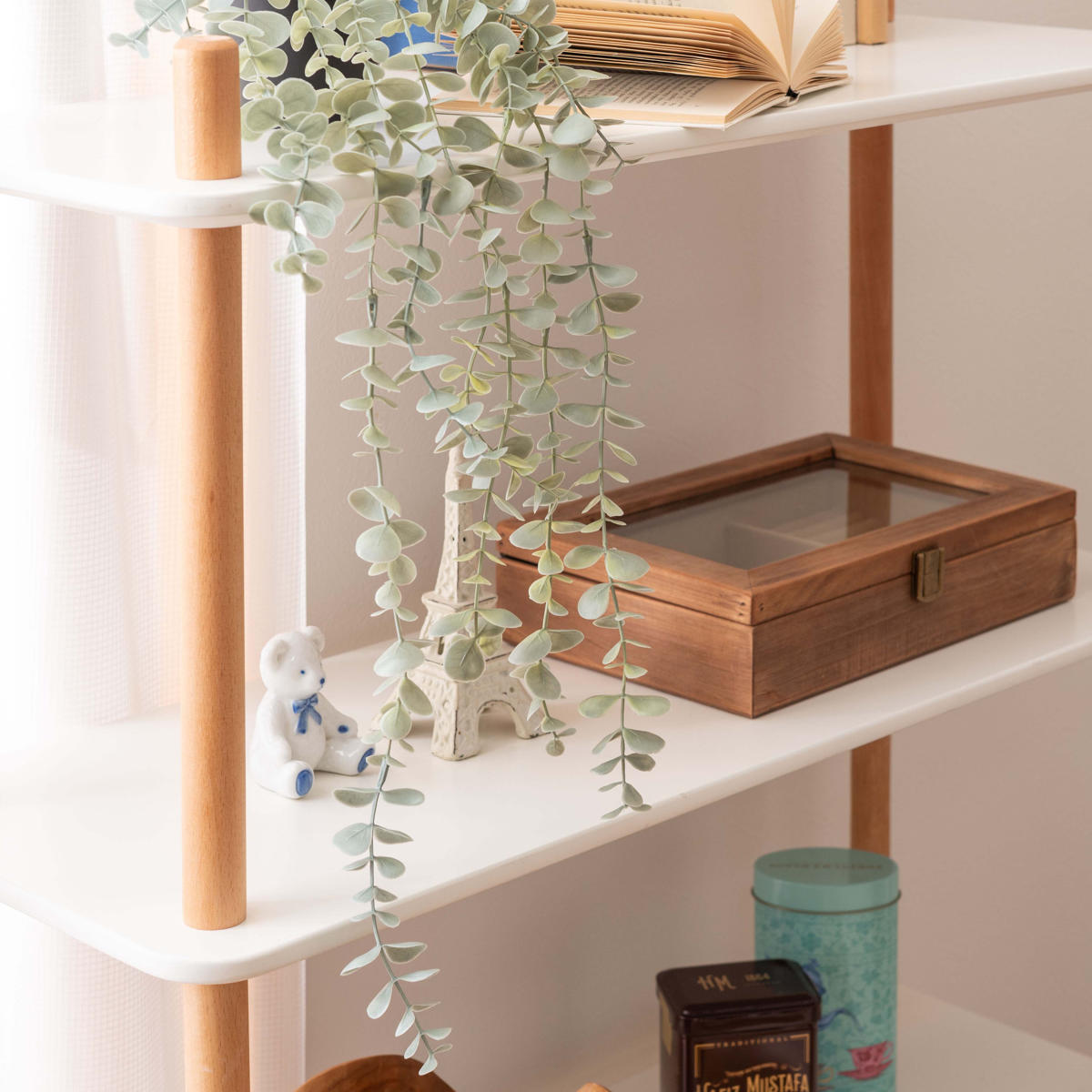 オープンラック 4段 簡単組立て 天然木フレーム 幅80cm （ ラック 棚