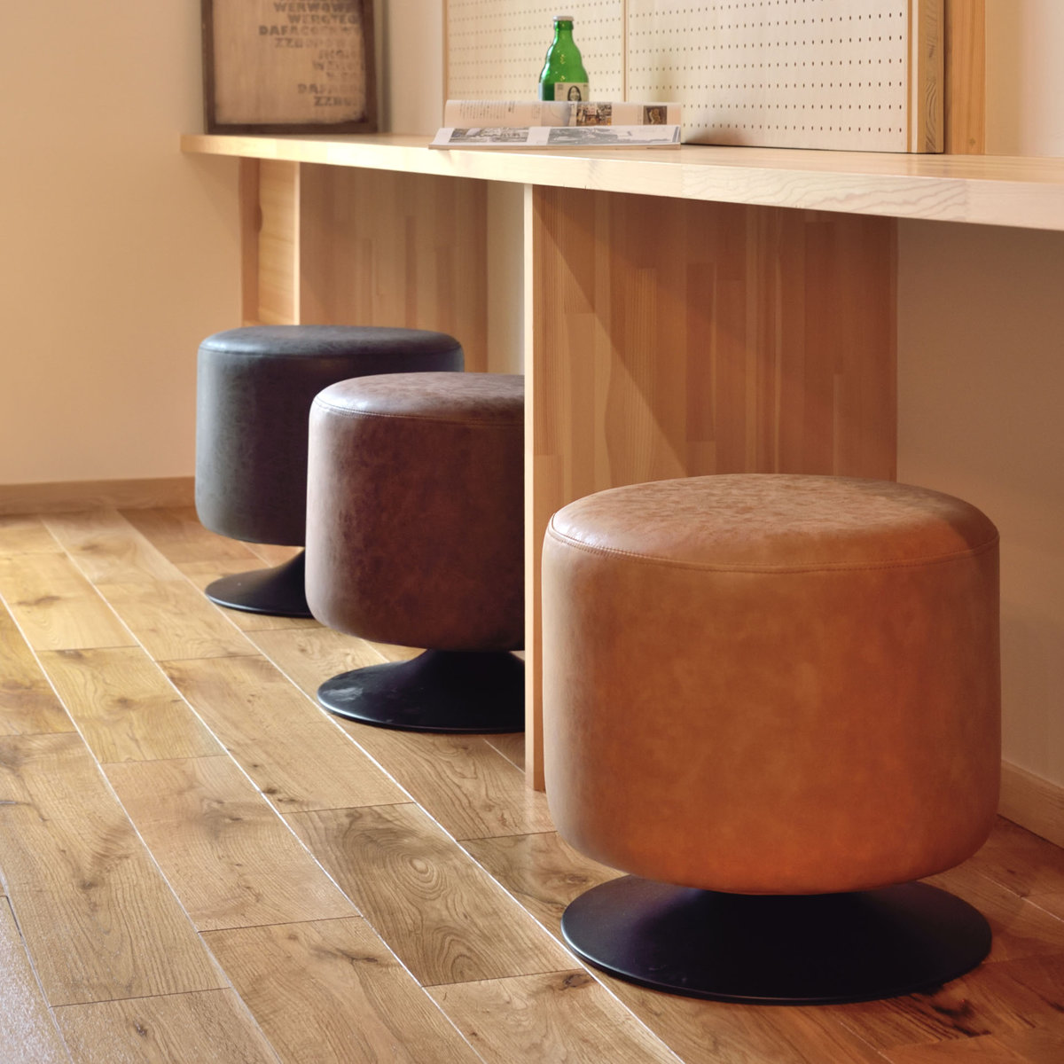 スツール 同色2脚セット 高さ40cm 丸椅子 回転式 ソフトレザー