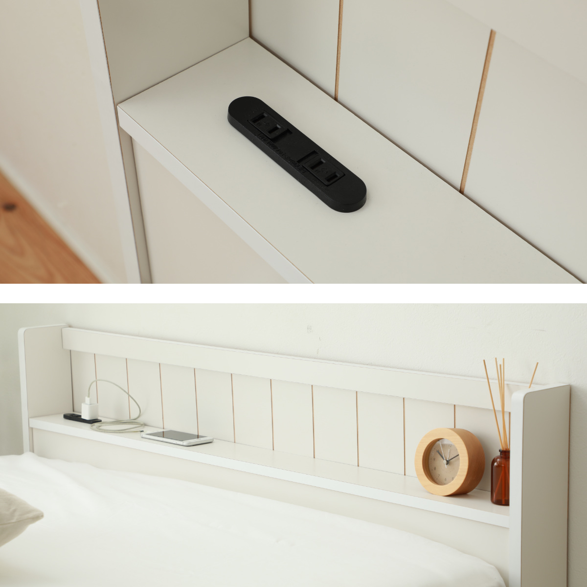 dショッピング |収納付きベッド シングル 引出し2杯 宮棚 2口