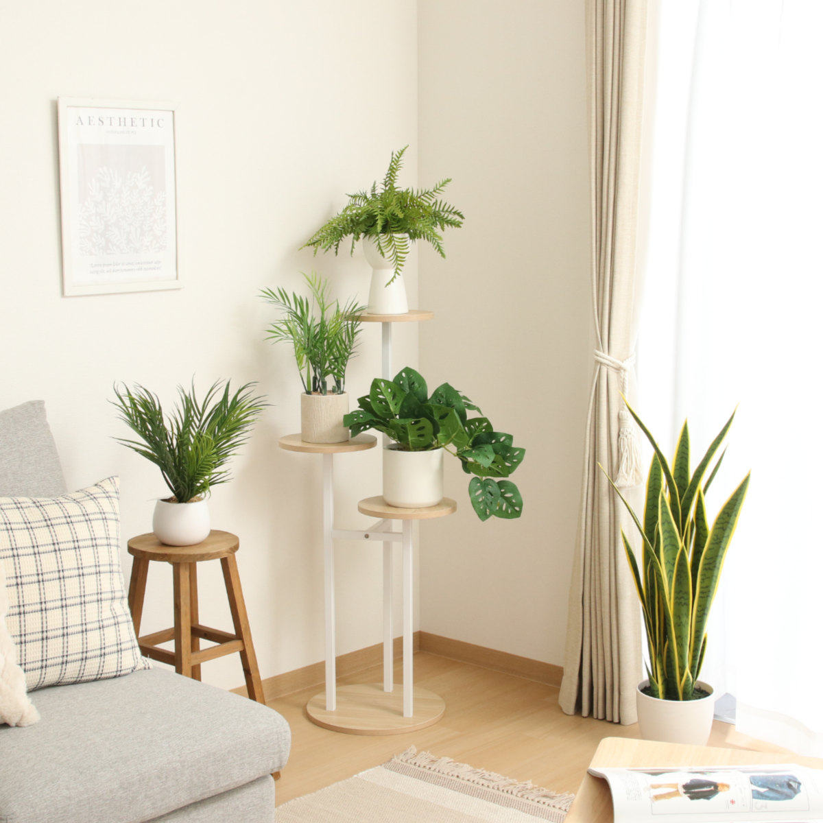 ディスプレイラック 幅44cm 4段 円型 フラワースタンド