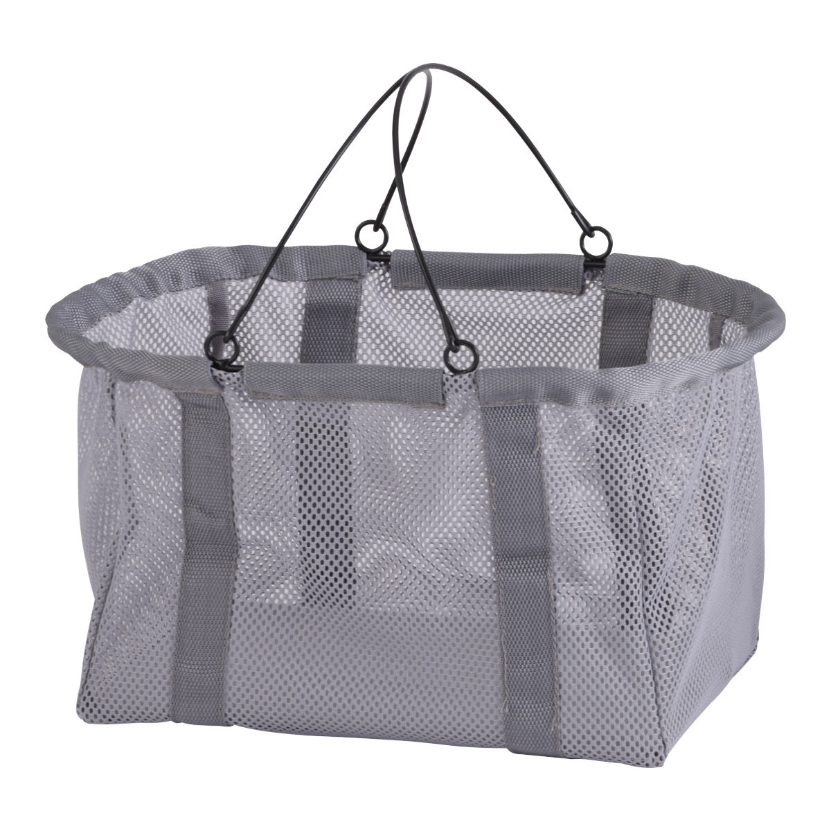 収納ケース ファブリック メッシュバスケット L 買い物かご 折りたたみ