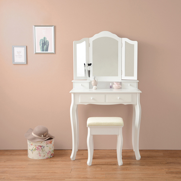 ドレッサー スツール セット 三面鏡 姫系 収納 引き出し コスメ