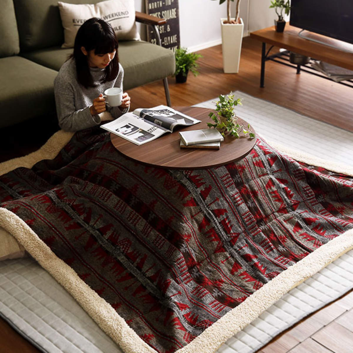 こたつ 幅70cm 円形 テーブル リバーシブル （ コタツ ローテーブル 70