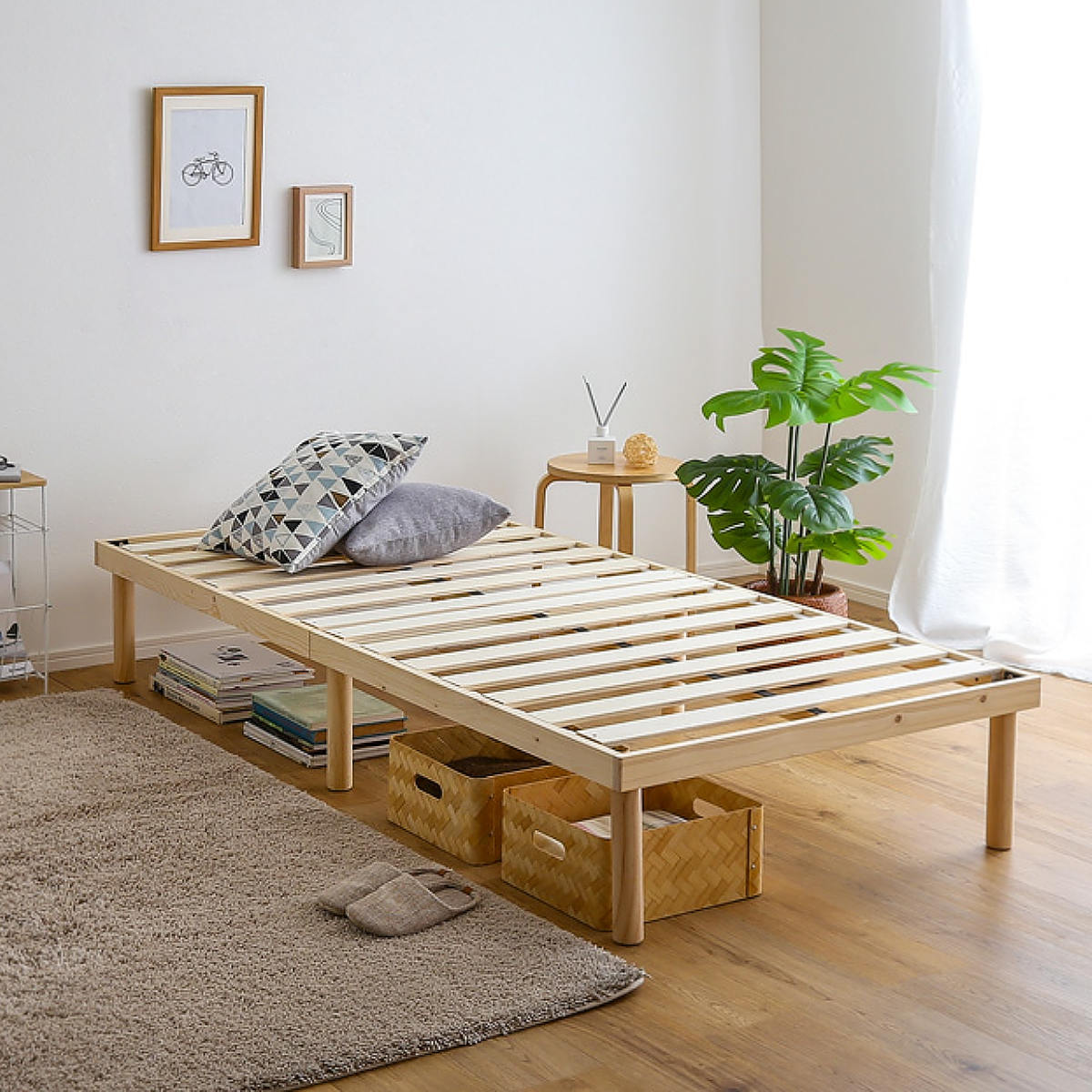 すのこベッド シングル 北欧パイン 天然木 耐荷重200kg （ ヘッド