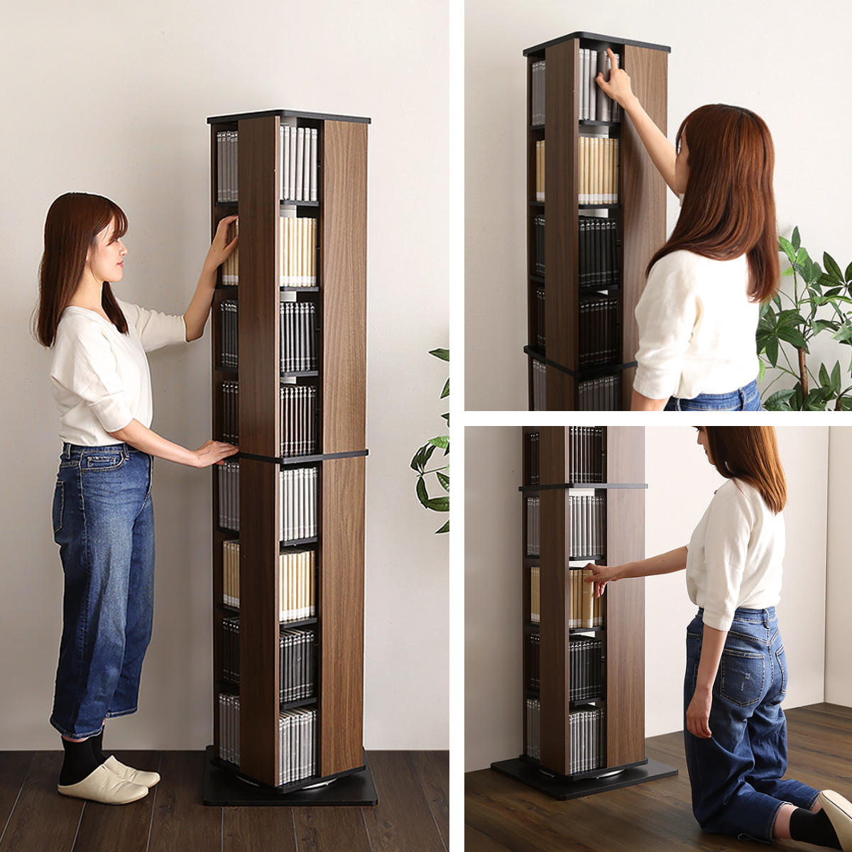 dショッピング |回転式 コミックラック 8段 ブックシェルフ 高さ181cm