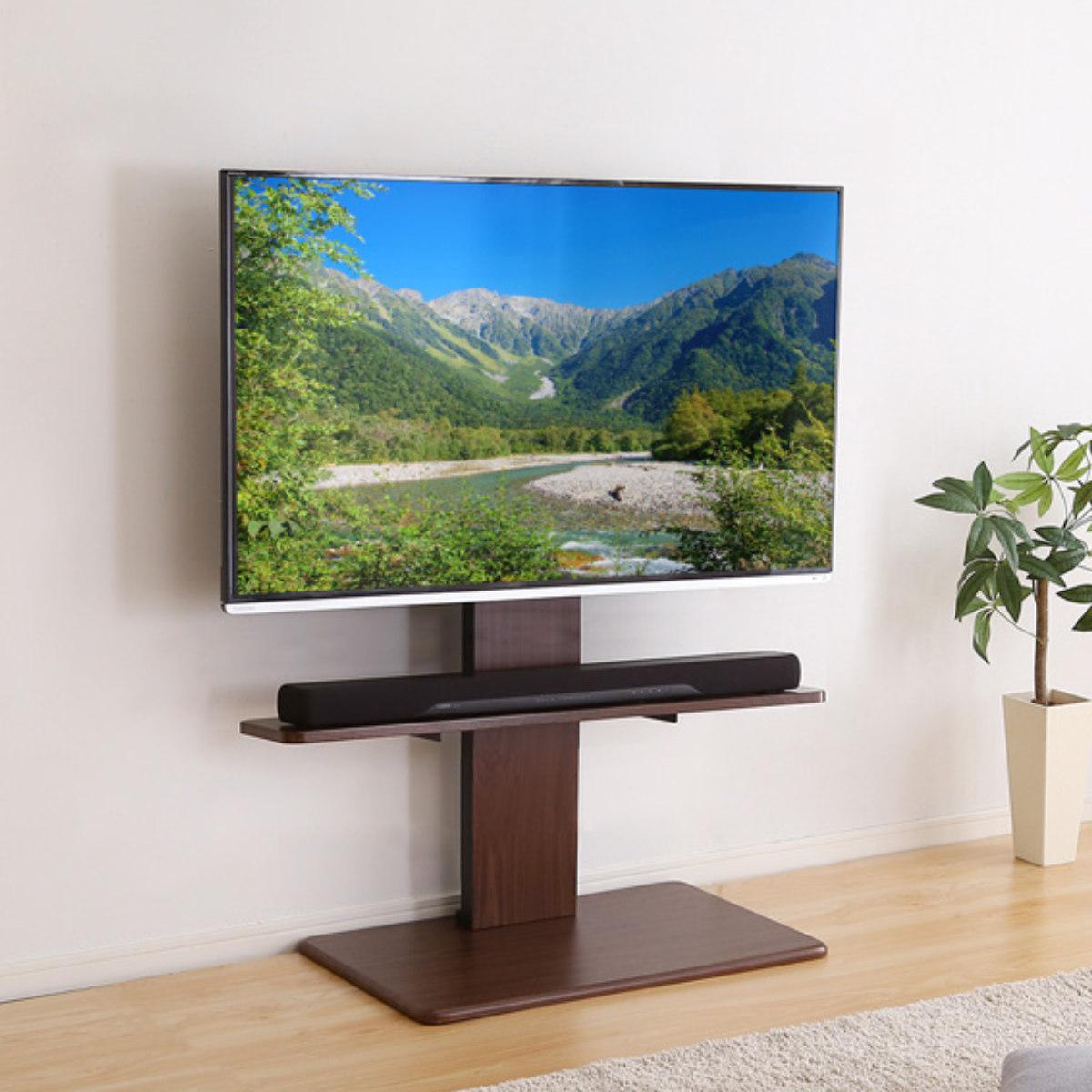 テレビスタンド 55インチ対応 ロータイプ 壁寄せ 耐震 首振り サウンド