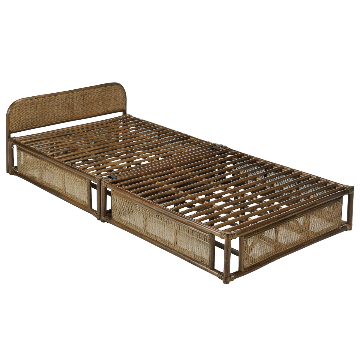 dショッピング |籐 シングルベッド 折りたたみ式 ヘッドボード付き