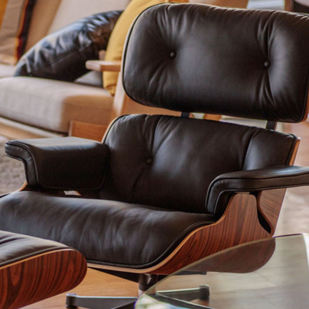 リビングチェア 座面高42cm 本革 ローズウッド イームズ ラウンジ