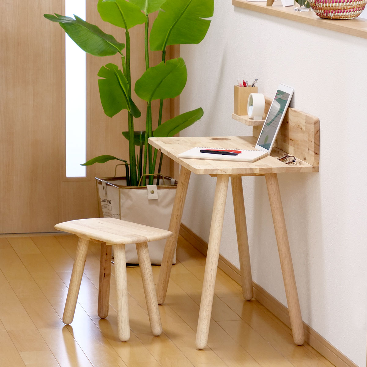 dショッピング |デスク スツール セット 天然木 （ 幅75cm 奥行40cm