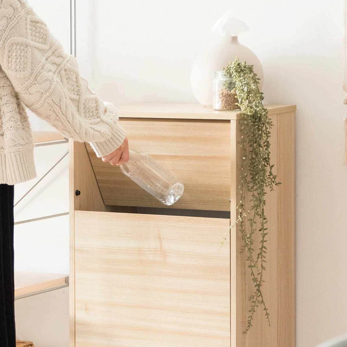 dショッピング |ゴミ箱 45L プッシュ式 木目調 （ ごみ箱 45リットル