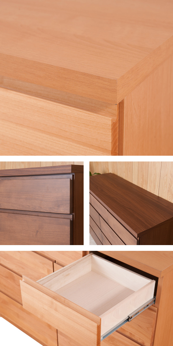 チェスト 4段 9杯 天然木 アルダー材 幅119.5cm （ 衣類収納 タンス