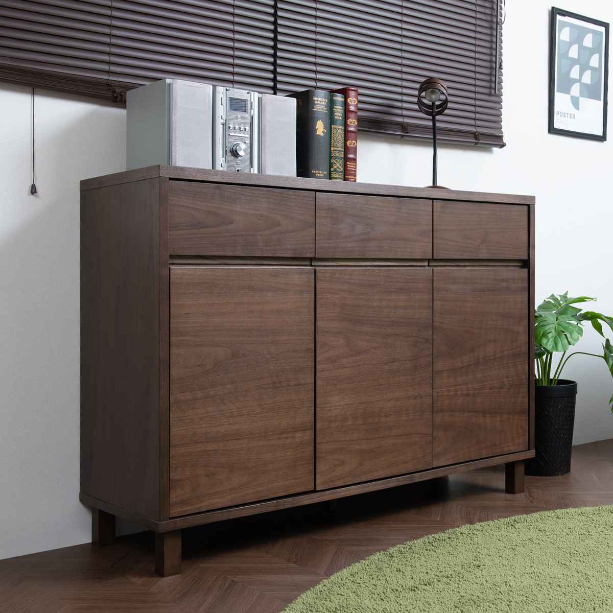 美品 府中 松岡家具 ウォールナット 桐 焼印 TVチェスト リビング