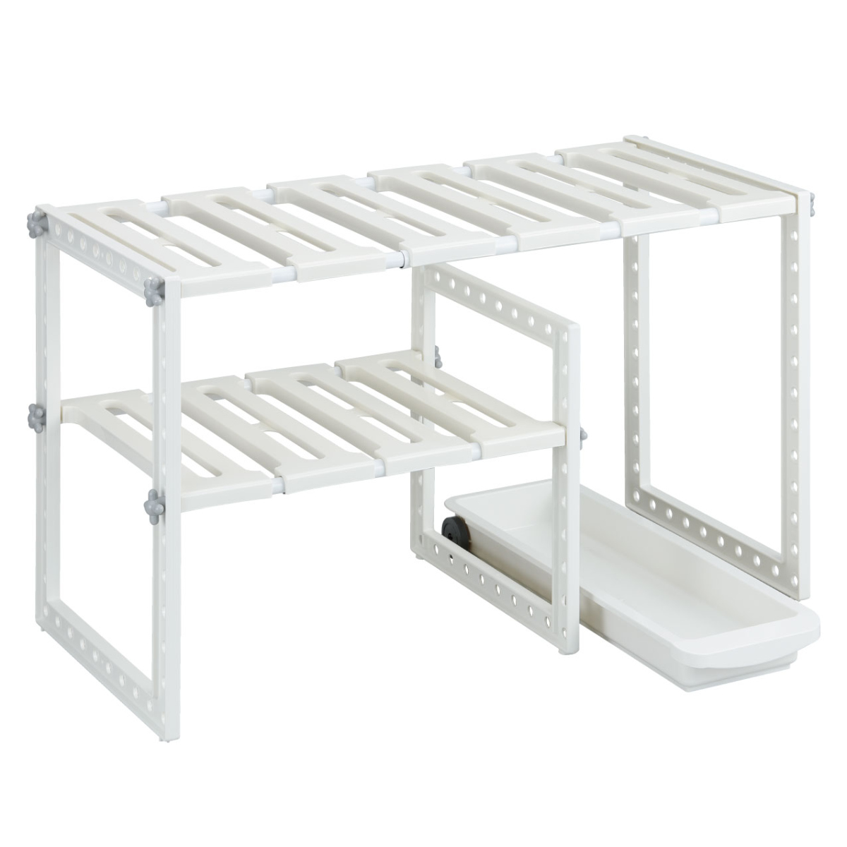 中古品】シンプルセルフスタンド パン屋 トング・トレー 台 収納