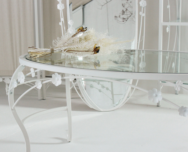 dショッピング |ローテーブル ロートアイアン ガラス天板 姫系