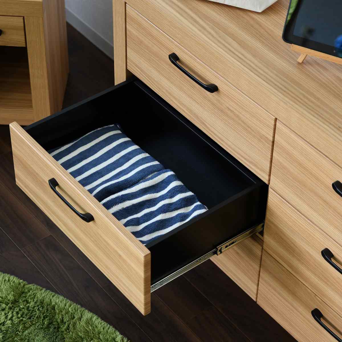 チェスト 3段2列 オーク柄 ナチュラルデザイン 約幅120cm （ ラック