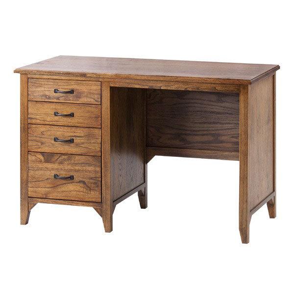 デスク 机 天然木 レトロ調 引出し付 Timber 幅112cm （ 書斎 勉強机