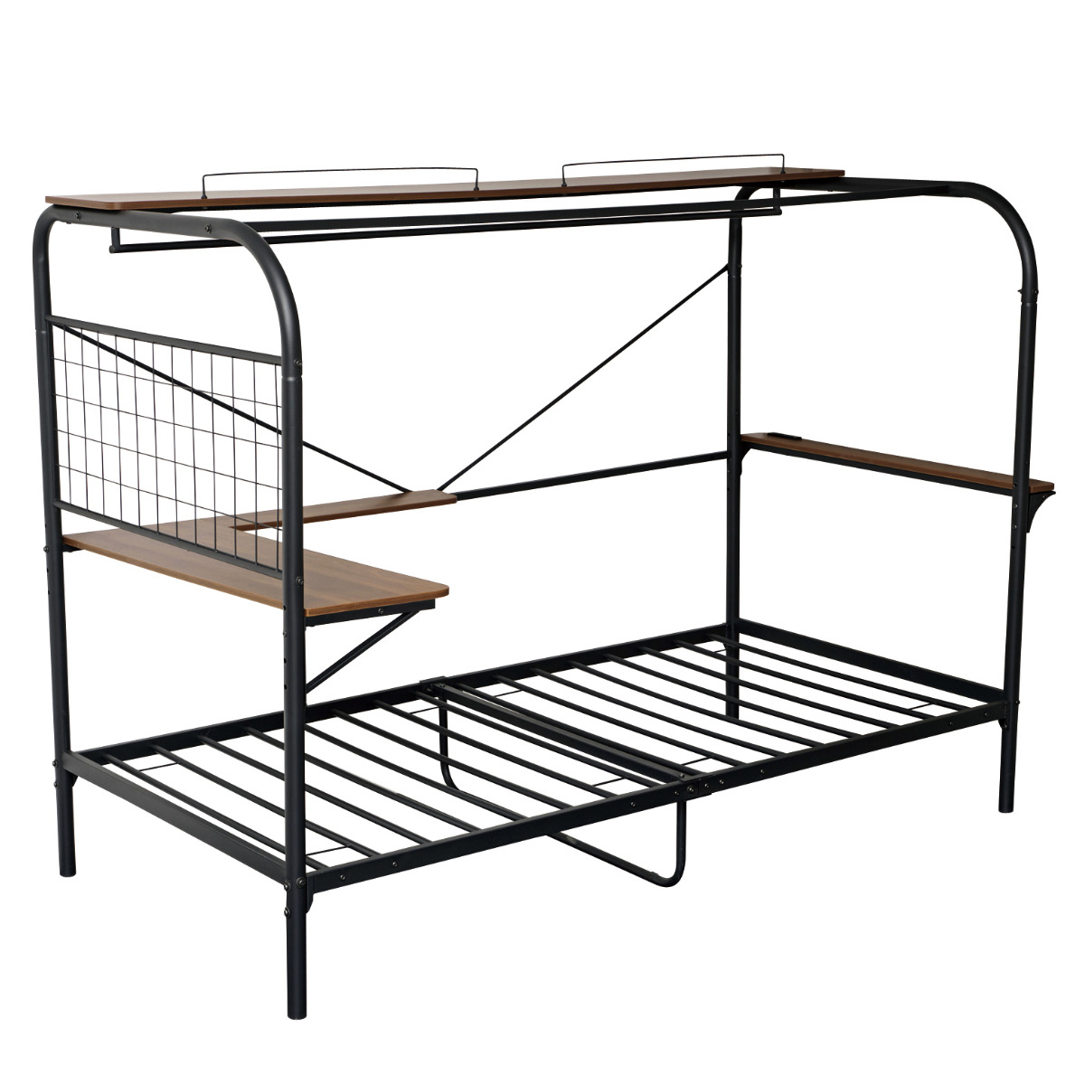 ベッド シングル デスク付き コンセント付き パイプベッド （ ベッド