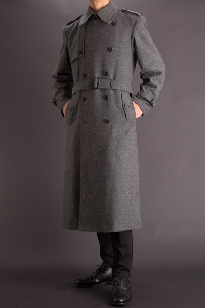 ロングコート着丈長め、着丈125cm トレンチコート ダブル ツイード