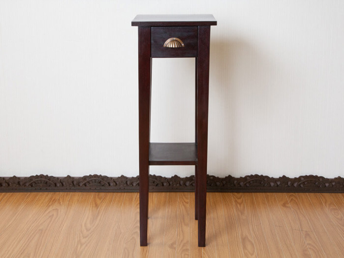 マホガニー無垢材のテレフォンスタンド。お部屋も一気にアジアンに