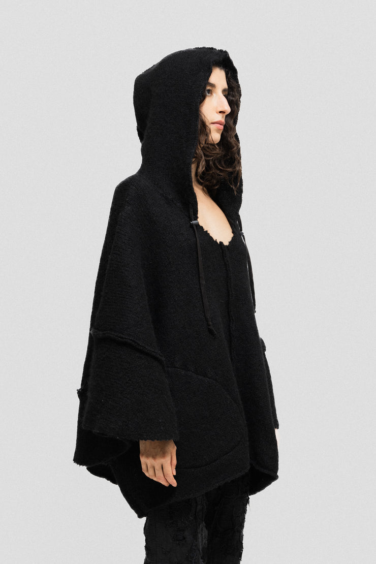 L.G.B - Alpaca wool oversized poncho hoodie – L'OBSCUR
