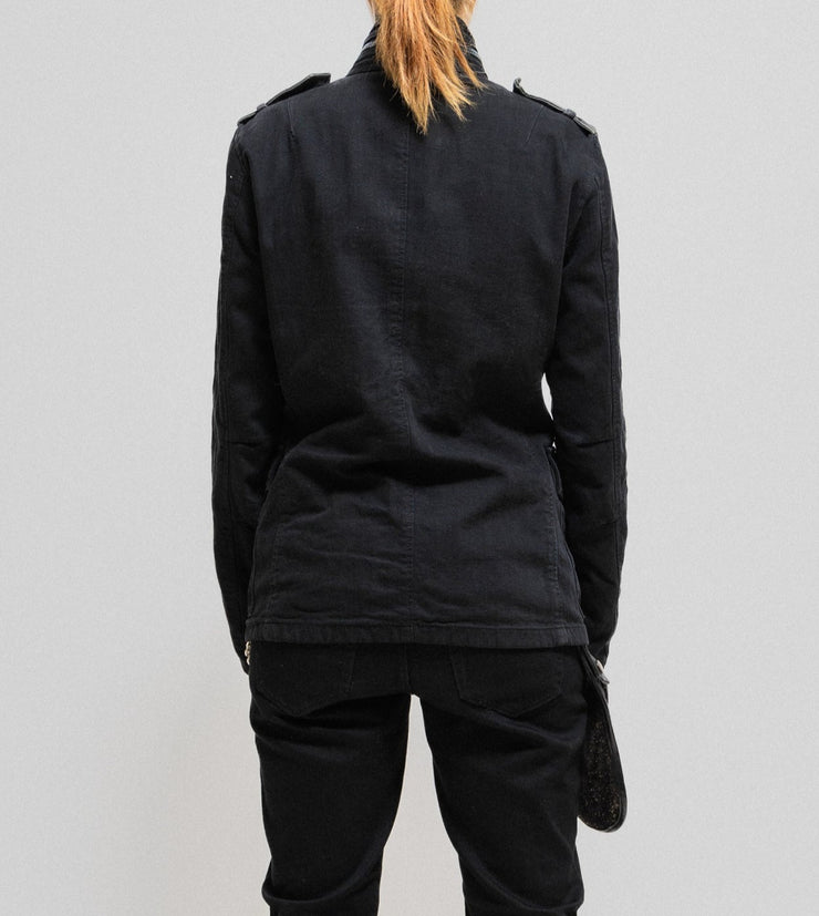 ISAMU KATAYAMA BACKLASH - M-65 Field jacket with leather details