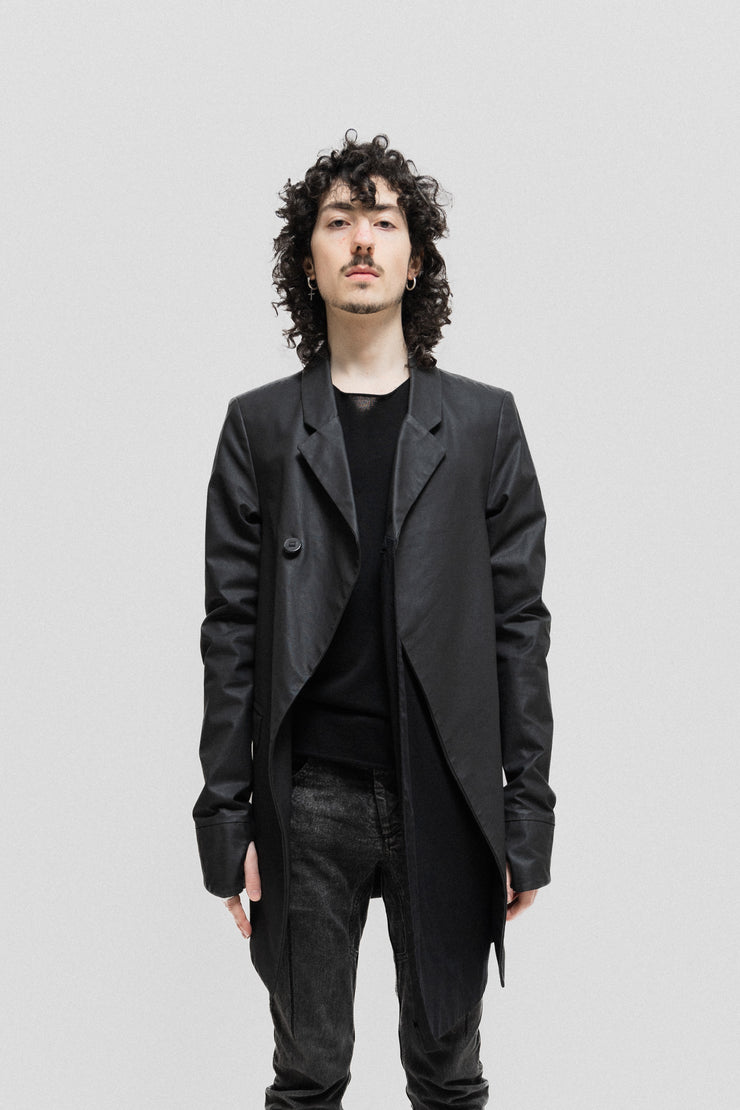 BORIS BIDJAN SABERI - SS13 Waxed jacket with cotton draping and