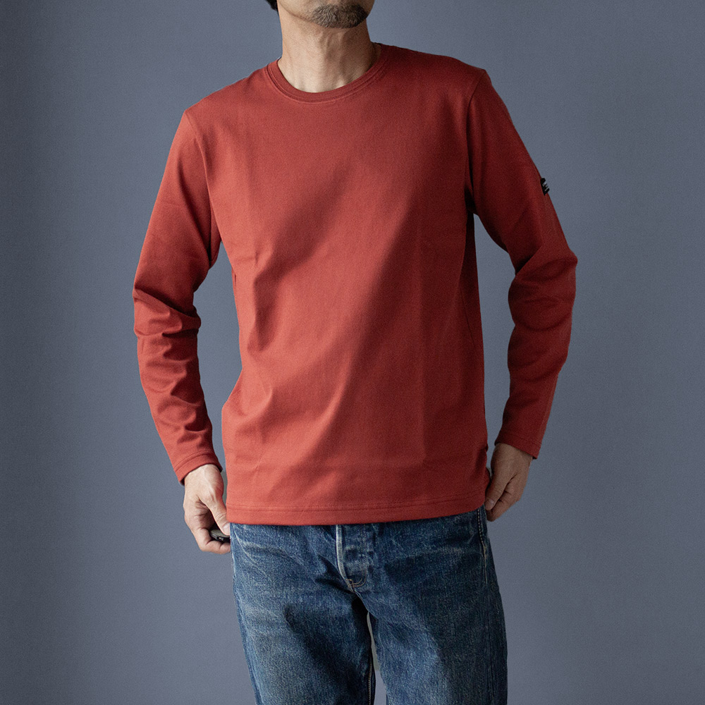 オーガニック超長綿タック衿長袖Tシャツ｜ブラウンレッド｜LOEWS WEB SHOP