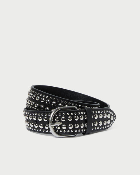 Isaac Black/Silver Studded Belt | Belts | Accessories