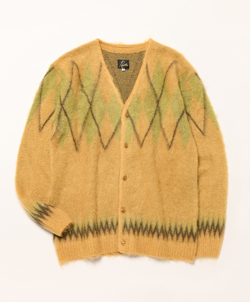 Mohair Cardigan - Argyle(L(MEN) Mustard/マスタード): NEEDLES
