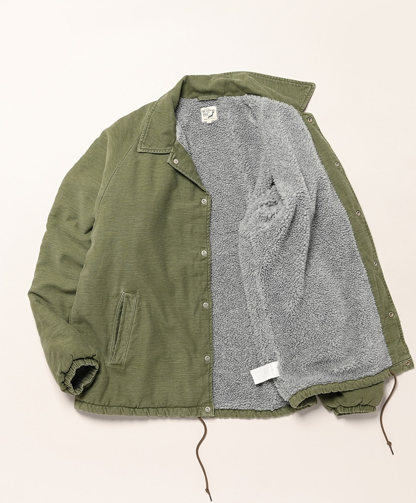 Vintage Washed Coach Jacket With Fleece Lining(1(MEN) Dark Olive