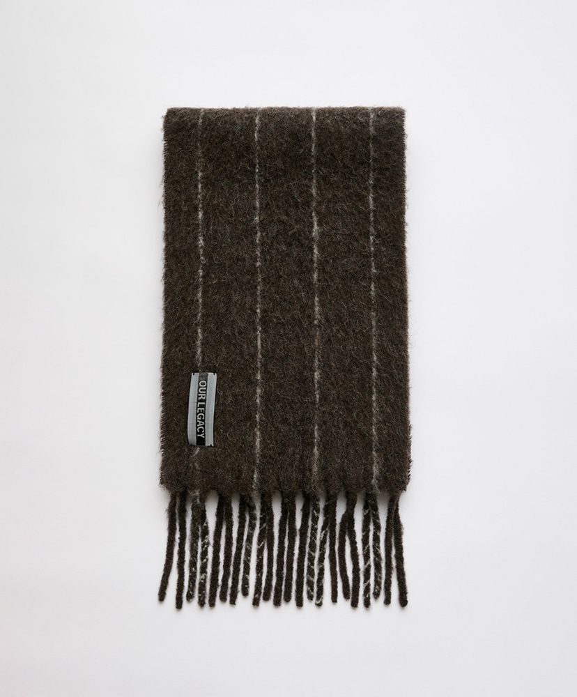 Estate Scarf - Brown Pinstripe Fuzzy Alpaca(OS Brown Pinstripe