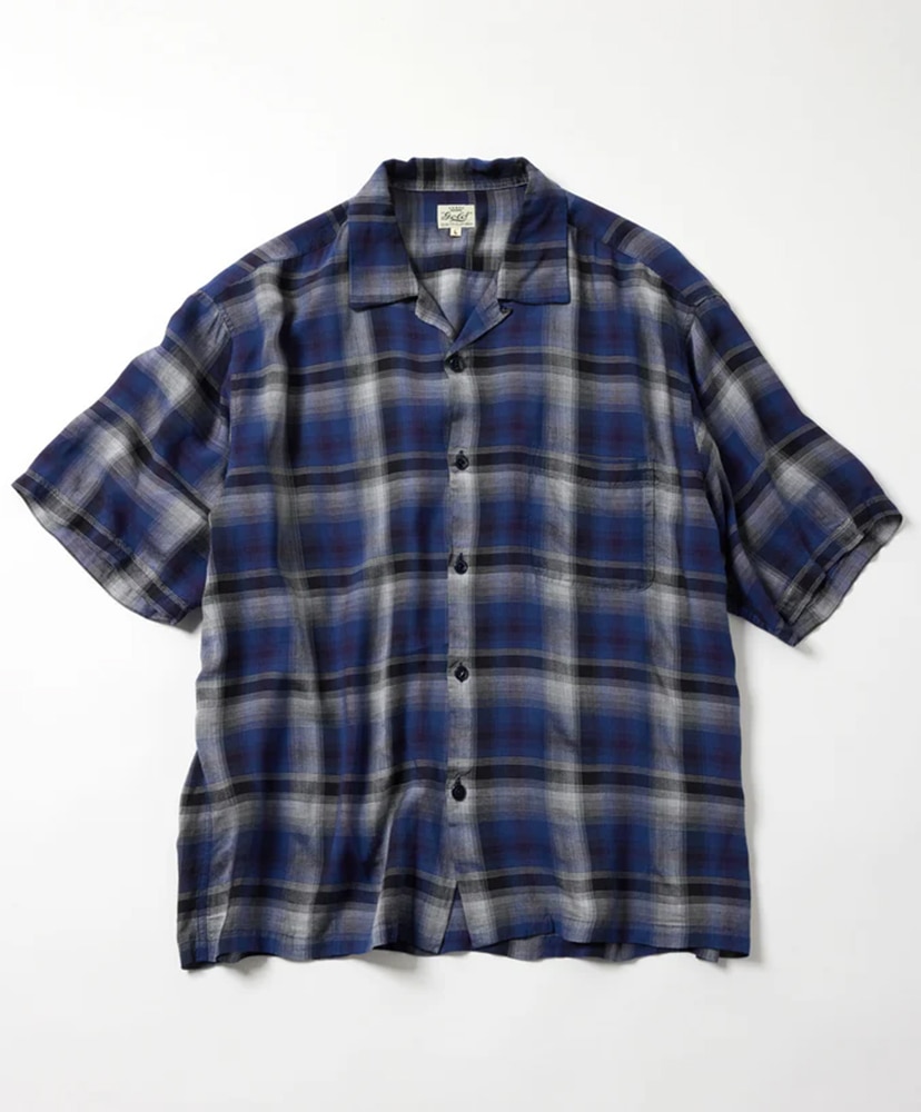 Rayon Check Open Shirt(L(MEN) Navy/ネイビー): gold