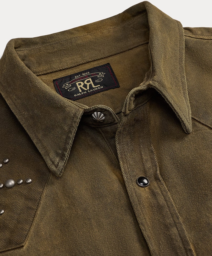 スリム フィット スタデッド デニム ウエスタン シャツ(L(MEN