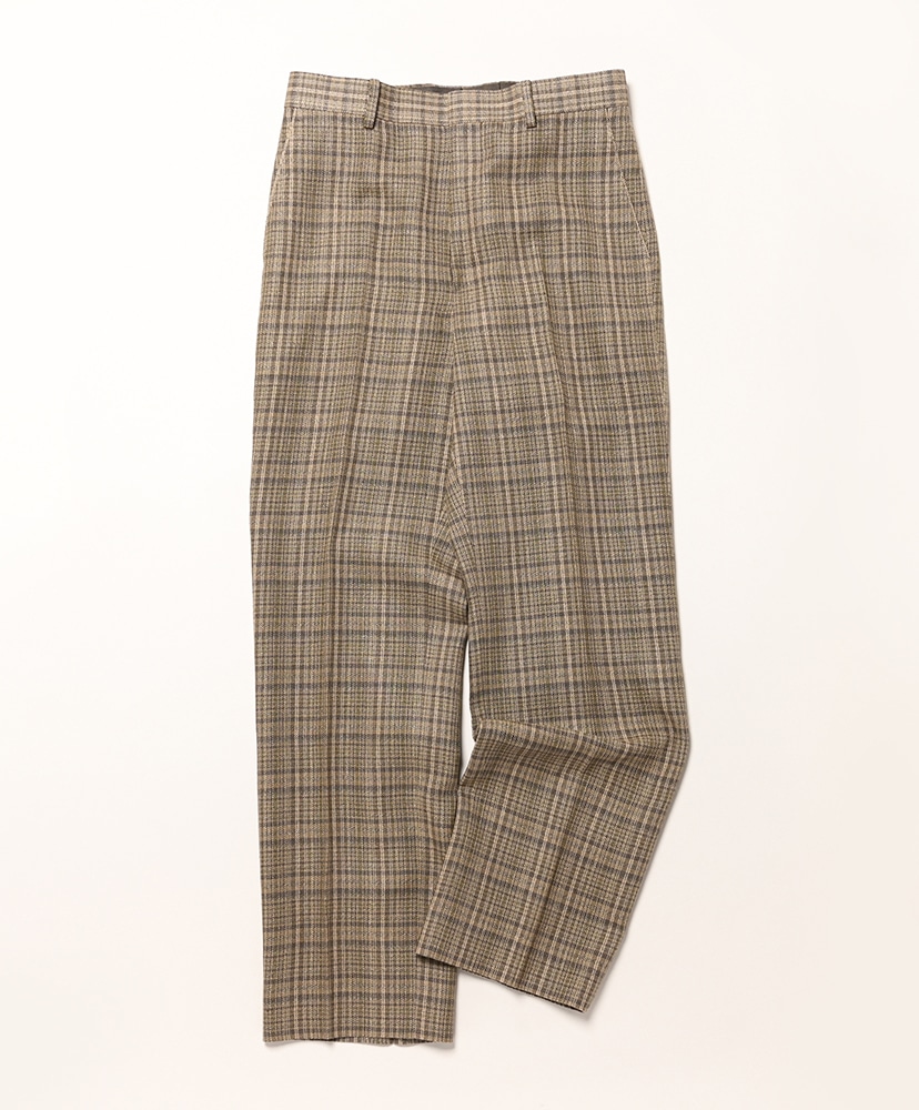 Silk Linen Nep Check Slacks(3(MEN) Dark Brown Check/ダークブラウン