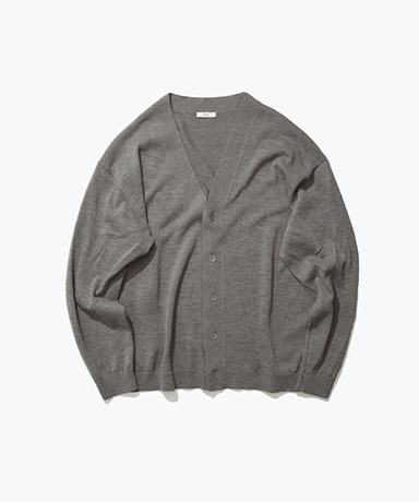 WOOL WASHI | OVERSIZED CARDIGAN(02(MEN) Grey/グレー): ATON