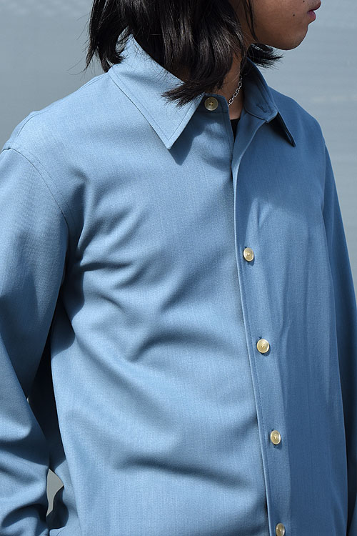 AURALEE[オーラリー] 2024SS HARD TWIST WOOL DOBBY SHIRT [BLUE GRAY