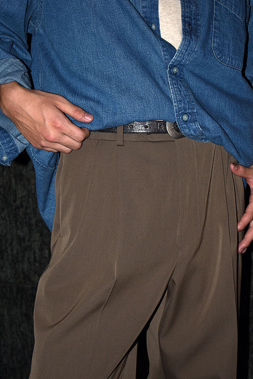 AURALEE-LIGHT WOOL MAX GABA TWO TUCK SLACKS [TOP BROWN] / orSlow