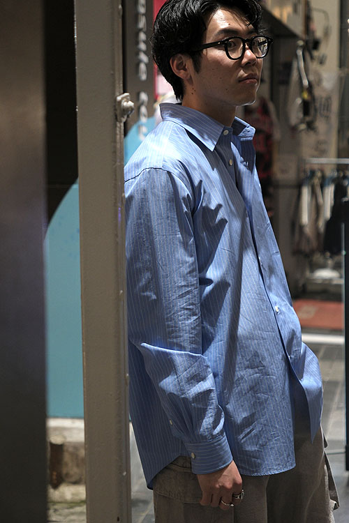 AURALEE 25SS-SUVIN HIGH COUNT CLOTH STRIPE SHIRT & HALF SLEEVED