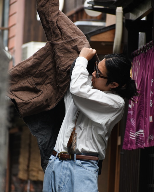 The crooked Tailor Reversible over jacket [mocha×bk gray]