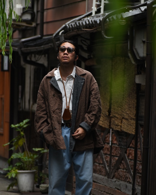 The crooked Tailor Reversible over jacket [mocha×bk gray]
